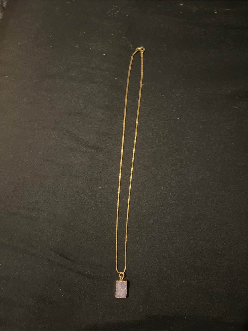 Gold-Tone Necklace with Lavender Druzy Rectangle Pendant
